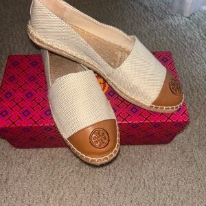 Tory Burch Beige and Brown Espadrilles